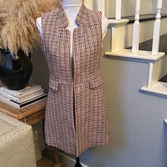 Zara Pink Tweed Sleeveless Vest Blazer Size Small - Picture 2 of 9